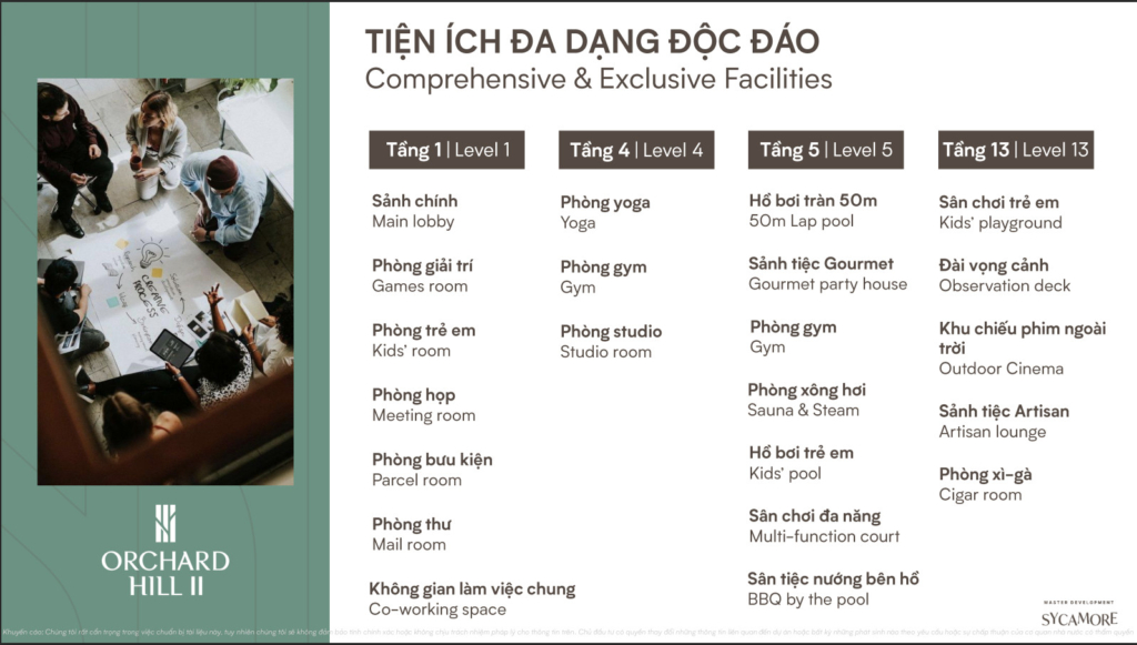 121 Unique amenities at Orchard Hill Sycamore Apartment He thong 121 Tien ich tai Orchard Hill @2