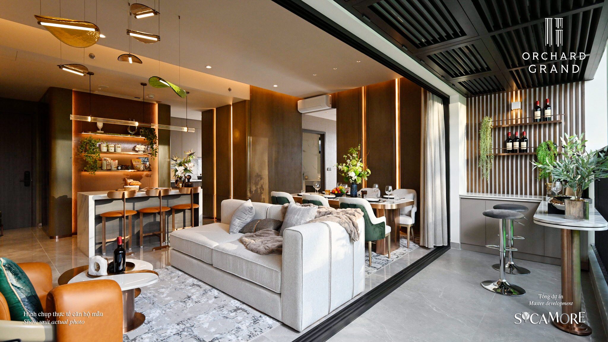 Lợi thế vượt trội Căn hộ Orchard Heights | Sycamore Phòng khách căn hộ mẫu 3PN Orchard Grand