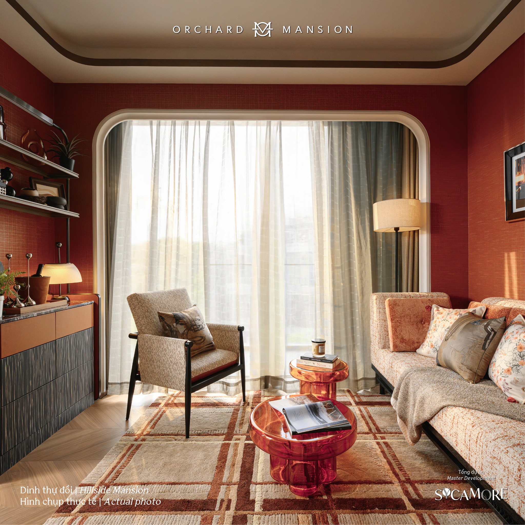 Không gian phòng khách dinh thự đồi Orchard Mansion