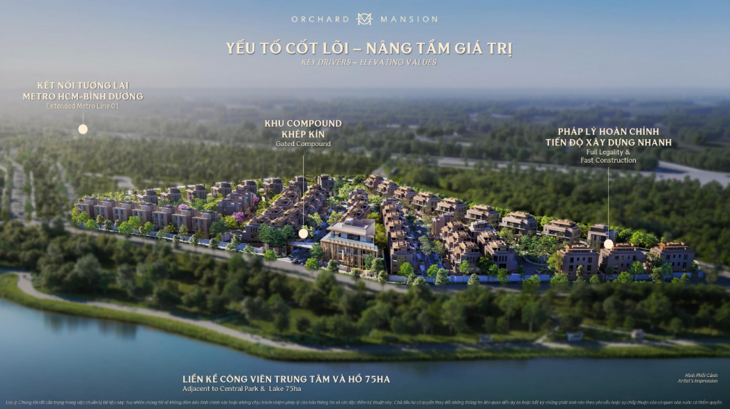 Orchard Mansion – Bộ sưu tập 94 biệt thự giới hạn tại Sycamore Phối cảnh khu biệt thự compound khép kín Orchard Mansion trong khu đô thị Sycamore