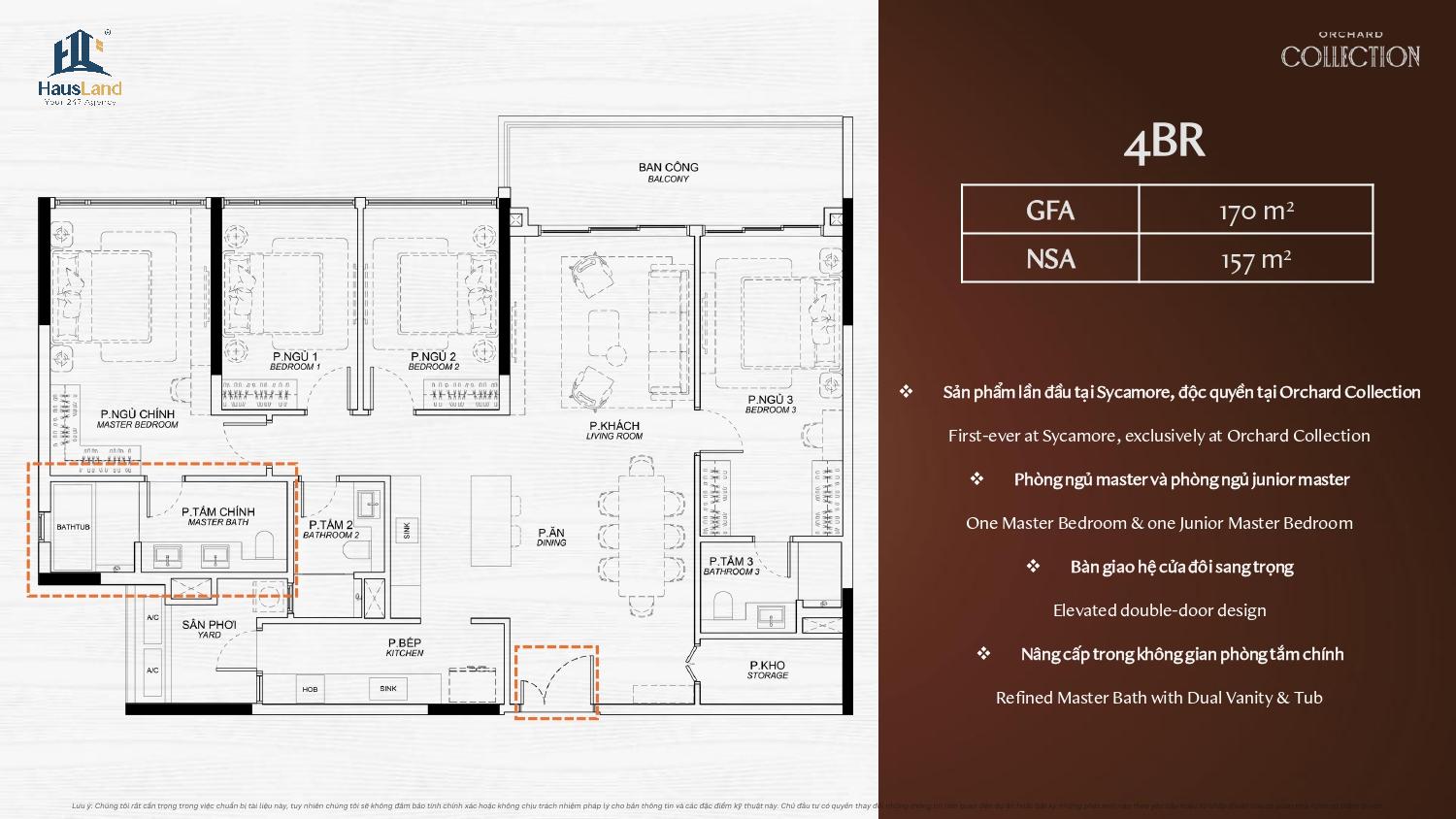 Orchard Mansion – Biệt Thự Compound Giới Hạn & Chuẩn Sống Tinh Hoa Layout căn 4PN Orchard Collection